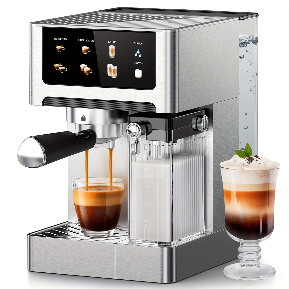 20 Bar Dual Boiler Espresso Machine | 3‑In‑1 Latte Cappuccino Maker with Auto Milk Frother & LED Touch Control