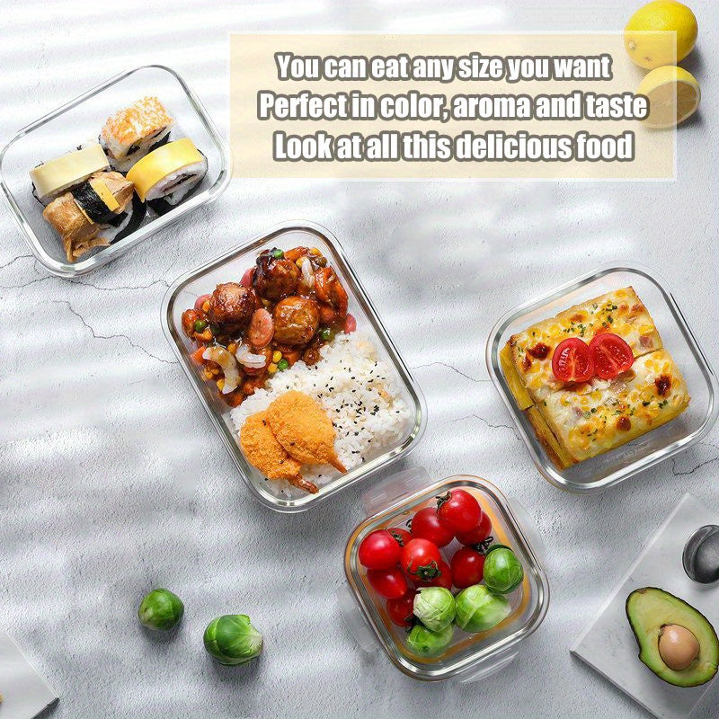 8 Pack Sealed Glass Food Storage Containers with Lids, Airtight Reusable Glass Lunch Boxes, Durable Microwave & Oven Safe Food Containers for Salad, Fruit, Vegetable & Sandwich