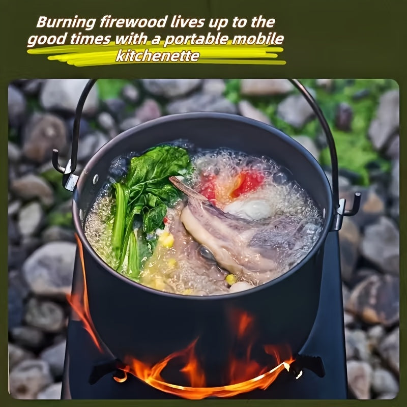 Portable Wood Burning Camp Stove with Air Vents & Sturdy Legs, No Electricity Needed Heavy-Duty Outdoor Campfire Stove for Hiking Backpacking Picnic BBQ
