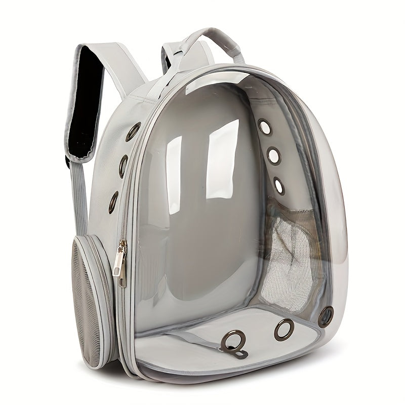 Space Capsule Transparent Pet Carrier Backpack, Breathable Portable Zipper Travel Bag for Cats & Small Dogs, Outdoor Adventure Pet Accessory