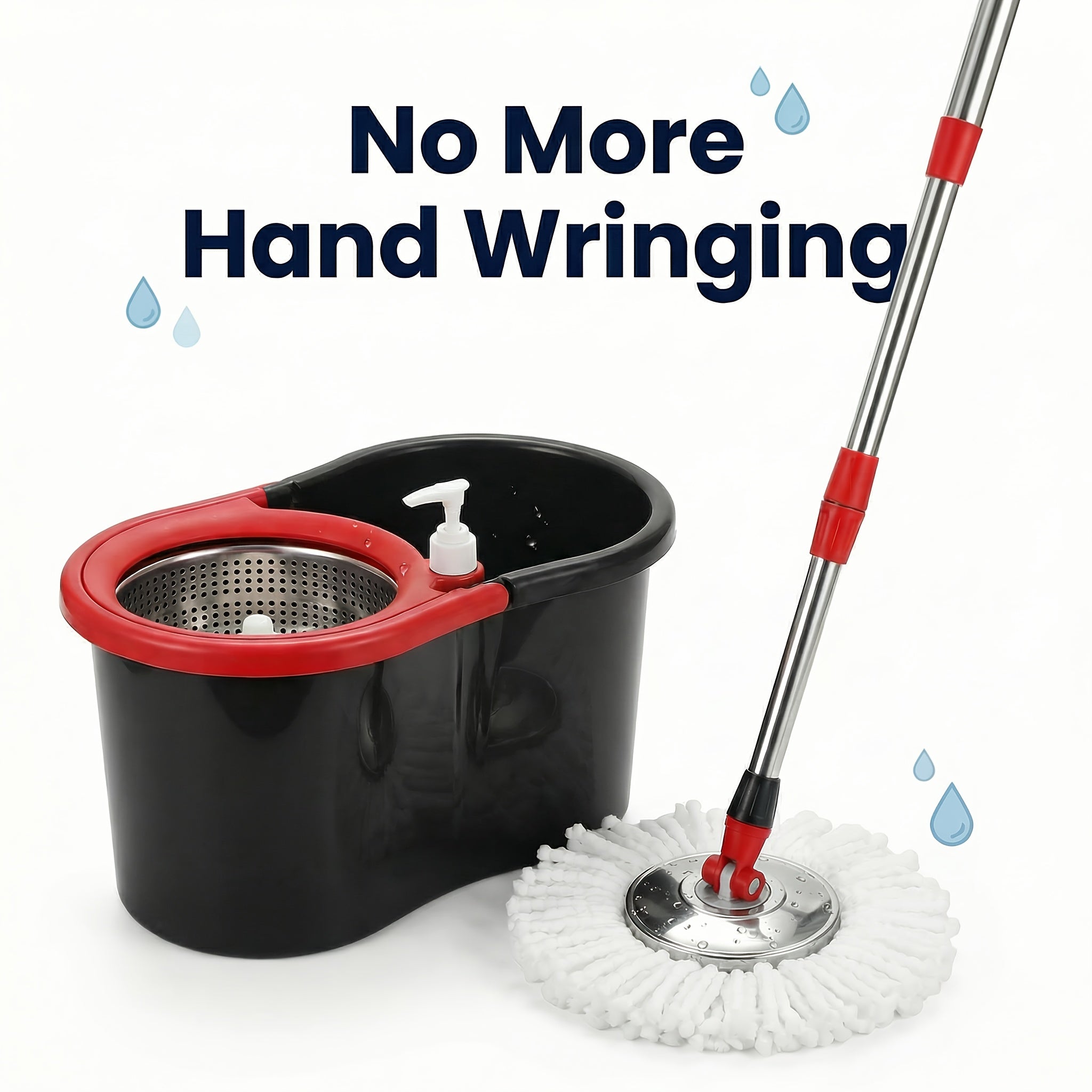 360° Spin Mop and Bucket Set with Wringer, Microfiber Spinning Floor Mop System, Durable Cleaning Mop Kit with Replacement Mop Heads for Household Floor Cleaning