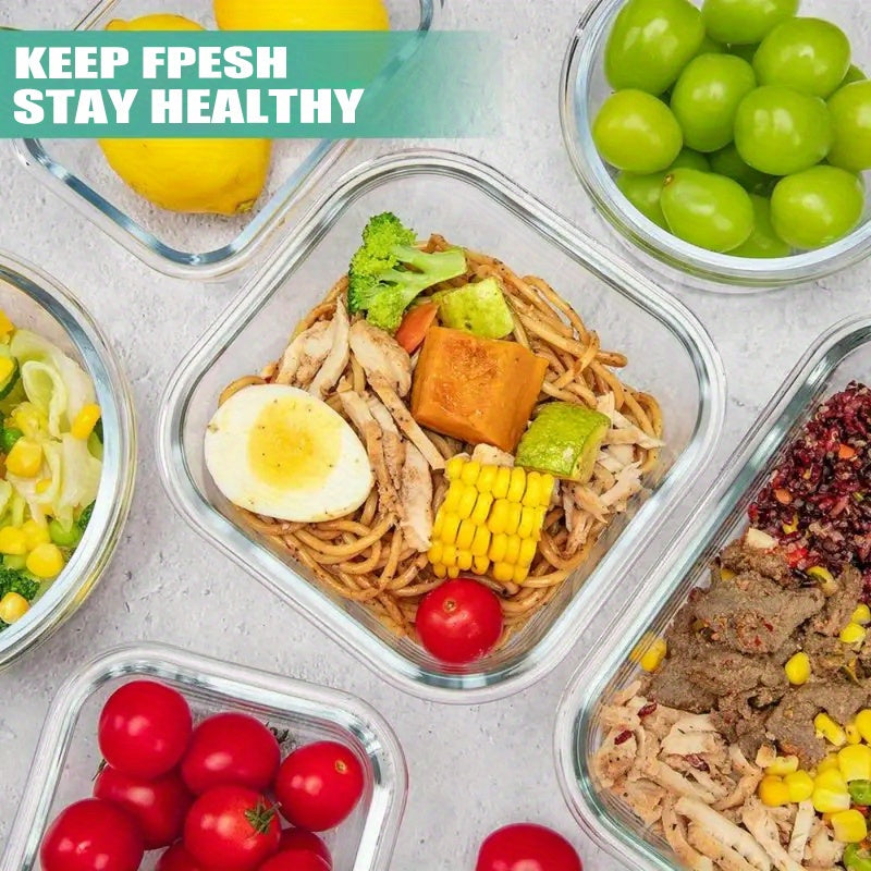 8 Pack Sealed Glass Food Storage Containers with Lids, Airtight Reusable Glass Lunch Boxes, Durable Microwave & Oven Safe Food Containers for Salad, Fruit, Vegetable & Sandwich
