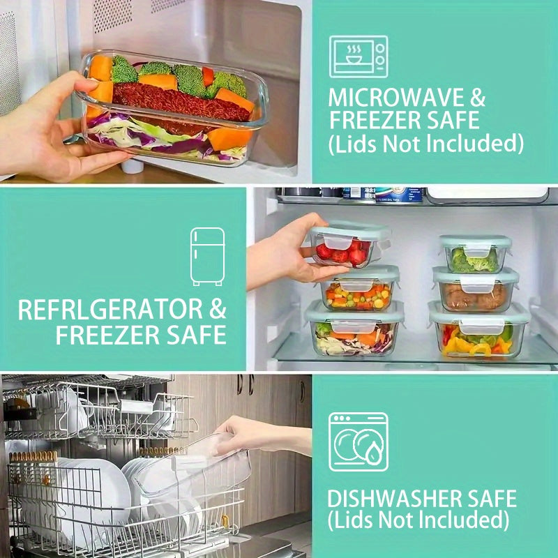 8 Pack Sealed Glass Food Storage Containers with Lids, Airtight Reusable Glass Lunch Boxes, Durable Microwave & Oven Safe Food Containers for Salad, Fruit, Vegetable & Sandwich