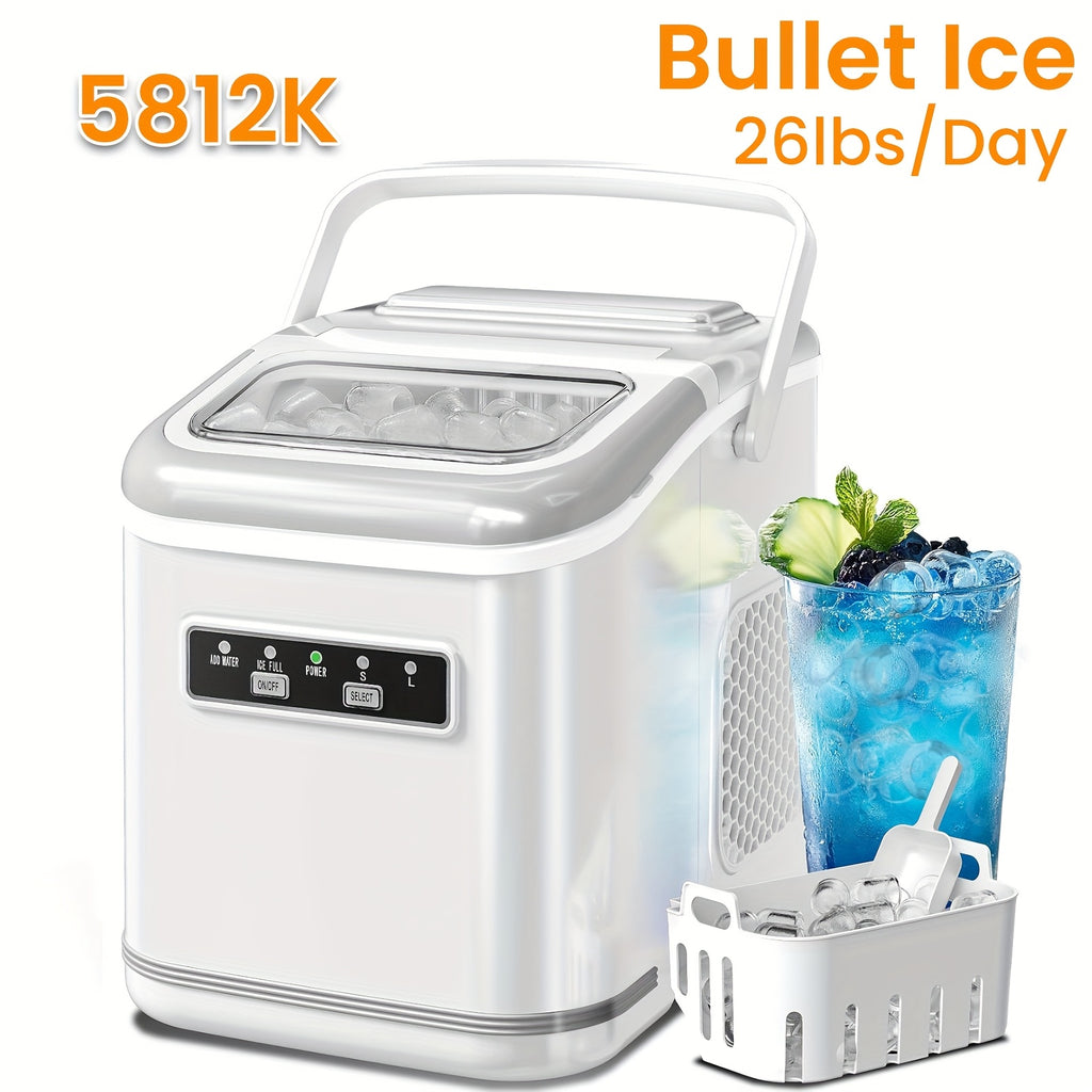 Ice Makers Countertop, Portable Ice Machine, Pebble Ice Machine with Chewable Pellet Ice, 26 Lbs/24 H, 33 Lbs/24 H,35 Lbs/24 H Self-Cleaning,One-Click Operation, for Kitchen, Office, Stainless Steel Black/Silvery