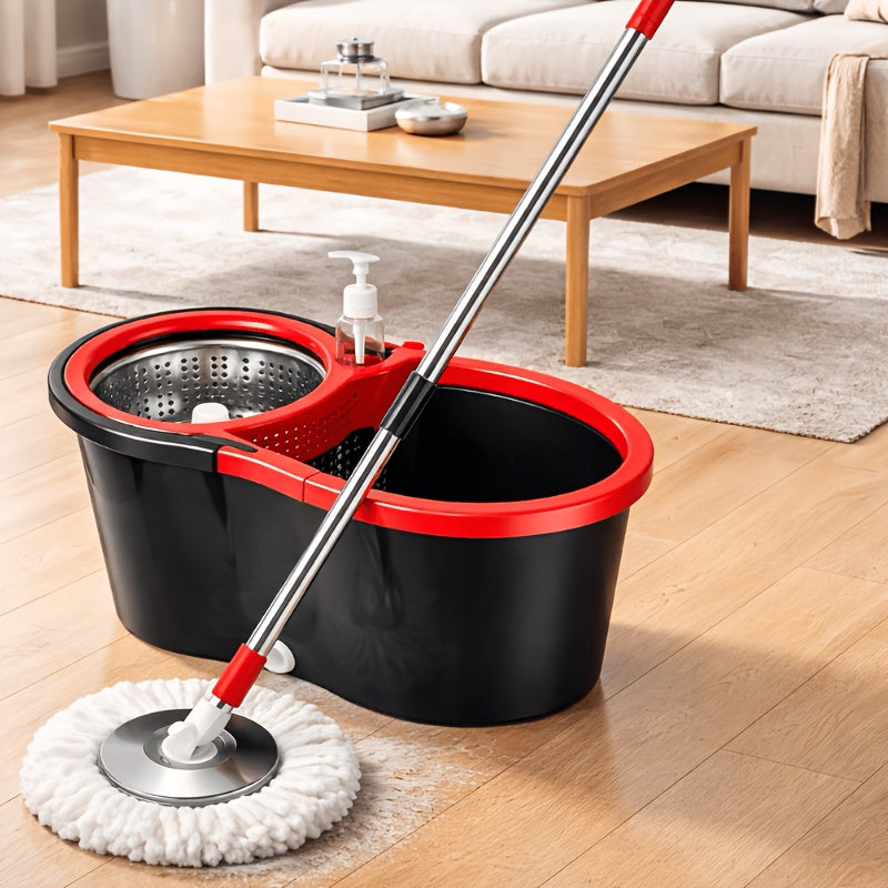 360° Spin Mop and Bucket Set with Wringer, Microfiber Spinning Floor Mop System, Durable Cleaning Mop Kit with Replacement Mop Heads for Household Floor Cleaning