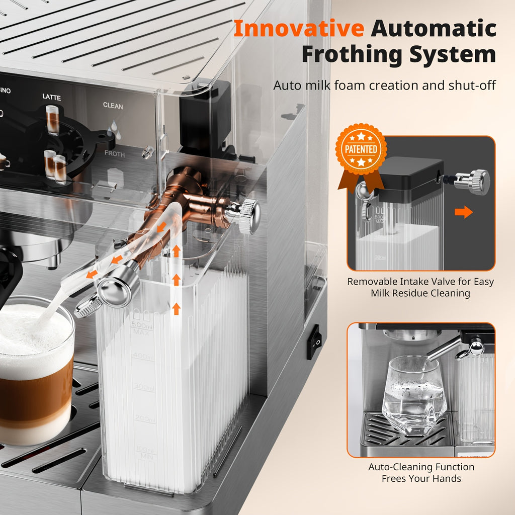 20 Bar Dual Boiler Espresso Machine | 3‑In‑1 Latte Cappuccino Maker with Auto Milk Frother & LED Touch Control