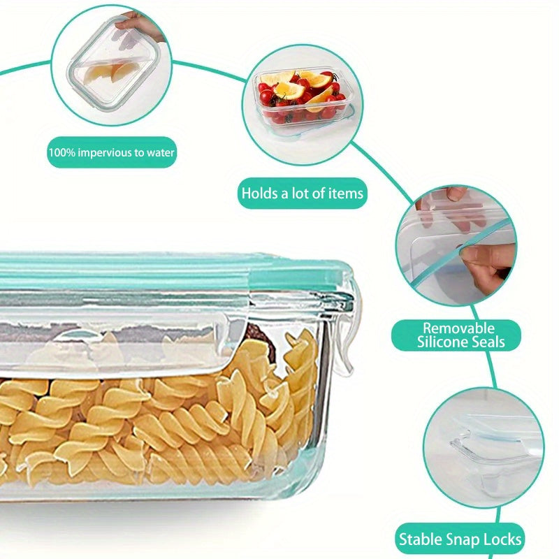 8 Pack Sealed Glass Food Storage Containers with Lids, Airtight Reusable Glass Lunch Boxes, Durable Microwave & Oven Safe Food Containers for Salad, Fruit, Vegetable & Sandwich