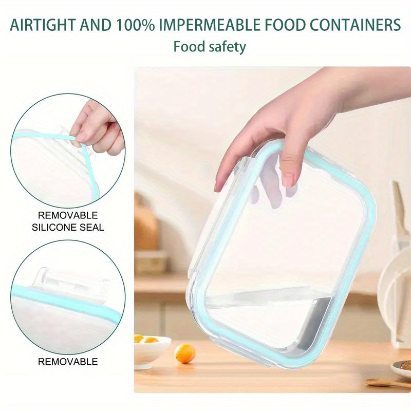 8 Pack Sealed Glass Food Storage Containers with Lids, Airtight Reusable Glass Lunch Boxes, Durable Microwave & Oven Safe Food Containers for Salad, Fruit, Vegetable & Sandwich