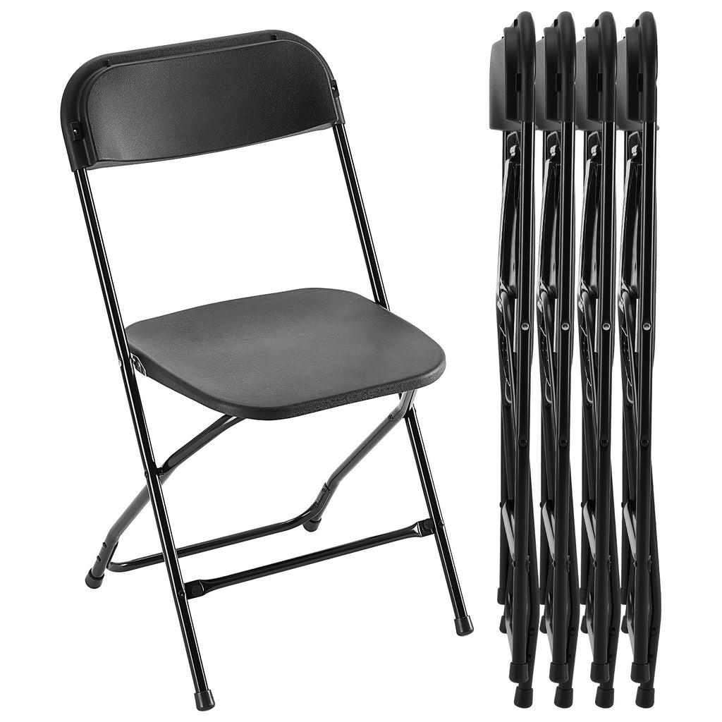 Heavy Duty 350lb Commercial Folding Chairs, Stackable Plastic Chair with Steel Frame, Weather Resistant Portable Indoor Outdoor Event Seating for Wedding Party Catering