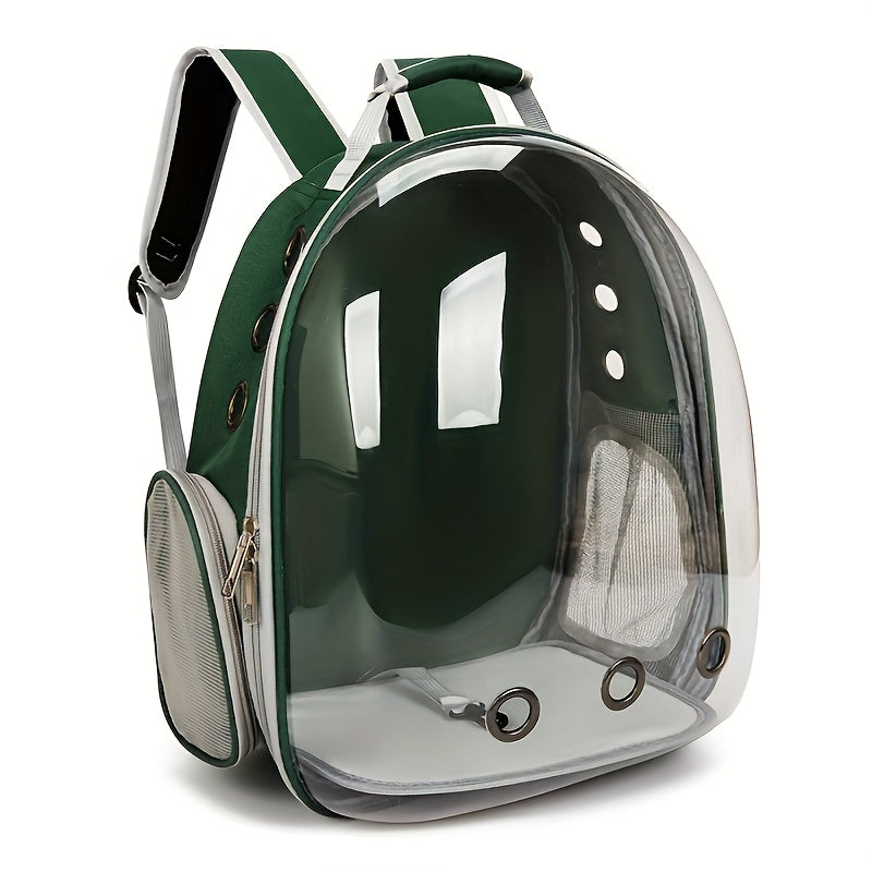 Space Capsule Transparent Pet Carrier Backpack, Breathable Portable Zipper Travel Bag for Cats & Small Dogs, Outdoor Adventure Pet Accessory