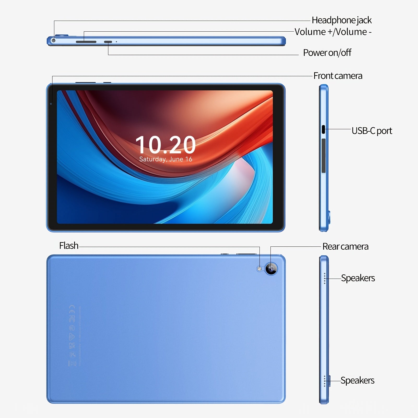 PRITOM 10.1 Inch Android 14 Tablet, 4GB RAM 32GB ROM Quad Core Tablet PC, 6000mAh Battery HD IPS Screen, WiFi Dual Camera Portable Pad
