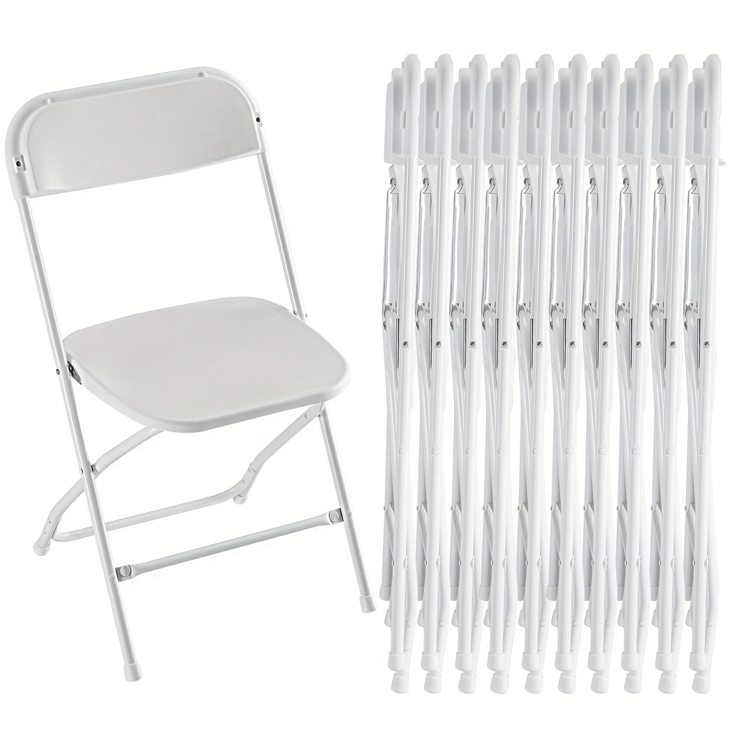 Heavy Duty 350lb Commercial Folding Chairs, Stackable Plastic Chair with Steel Frame, Weather Resistant Portable Indoor Outdoor Event Seating for Wedding Party Catering