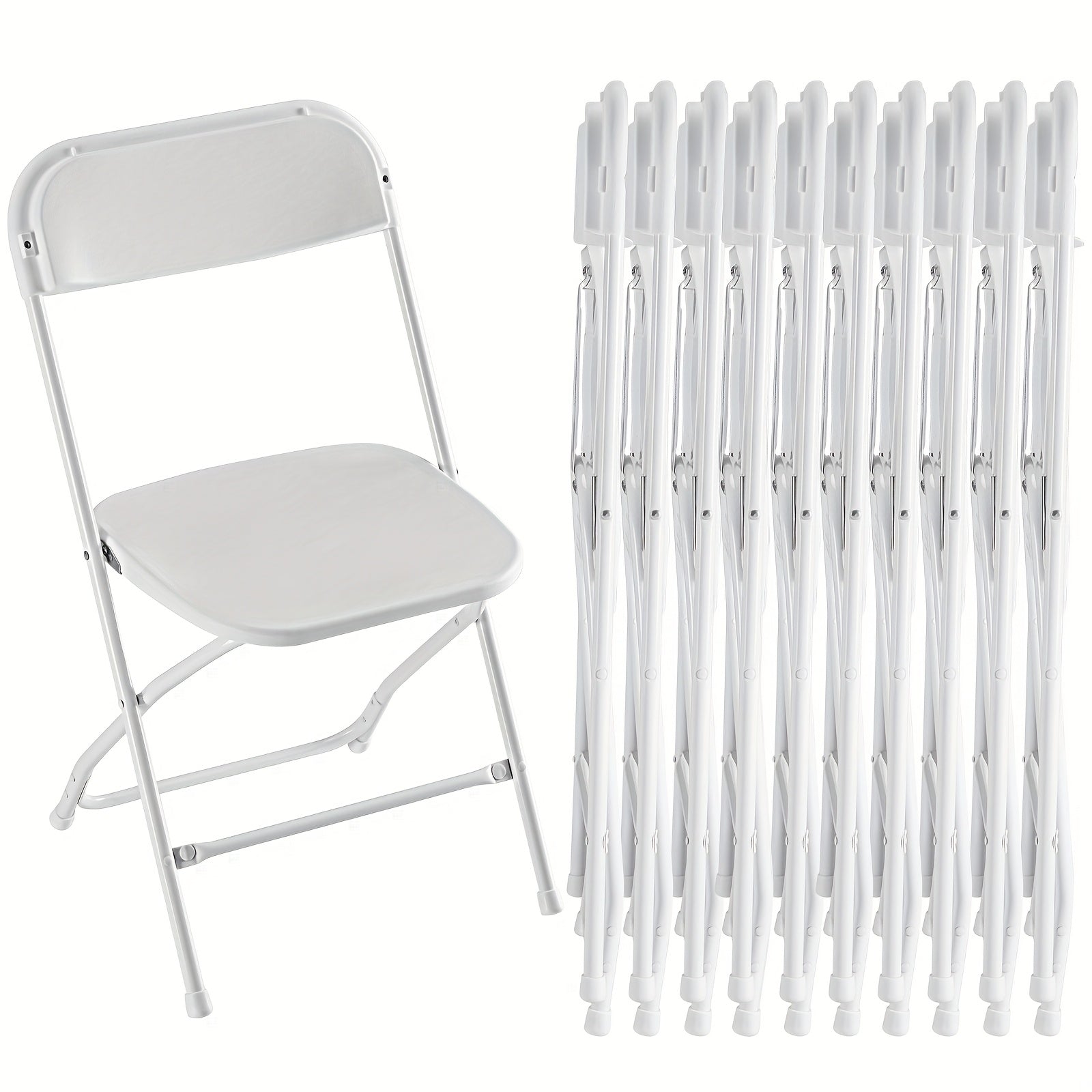 Heavy Duty 350lb Commercial Folding Chairs, Stackable Plastic Chair with Steel Frame, Weather Resistant Portable Indoor Outdoor Event Seating for Wedding Party Catering