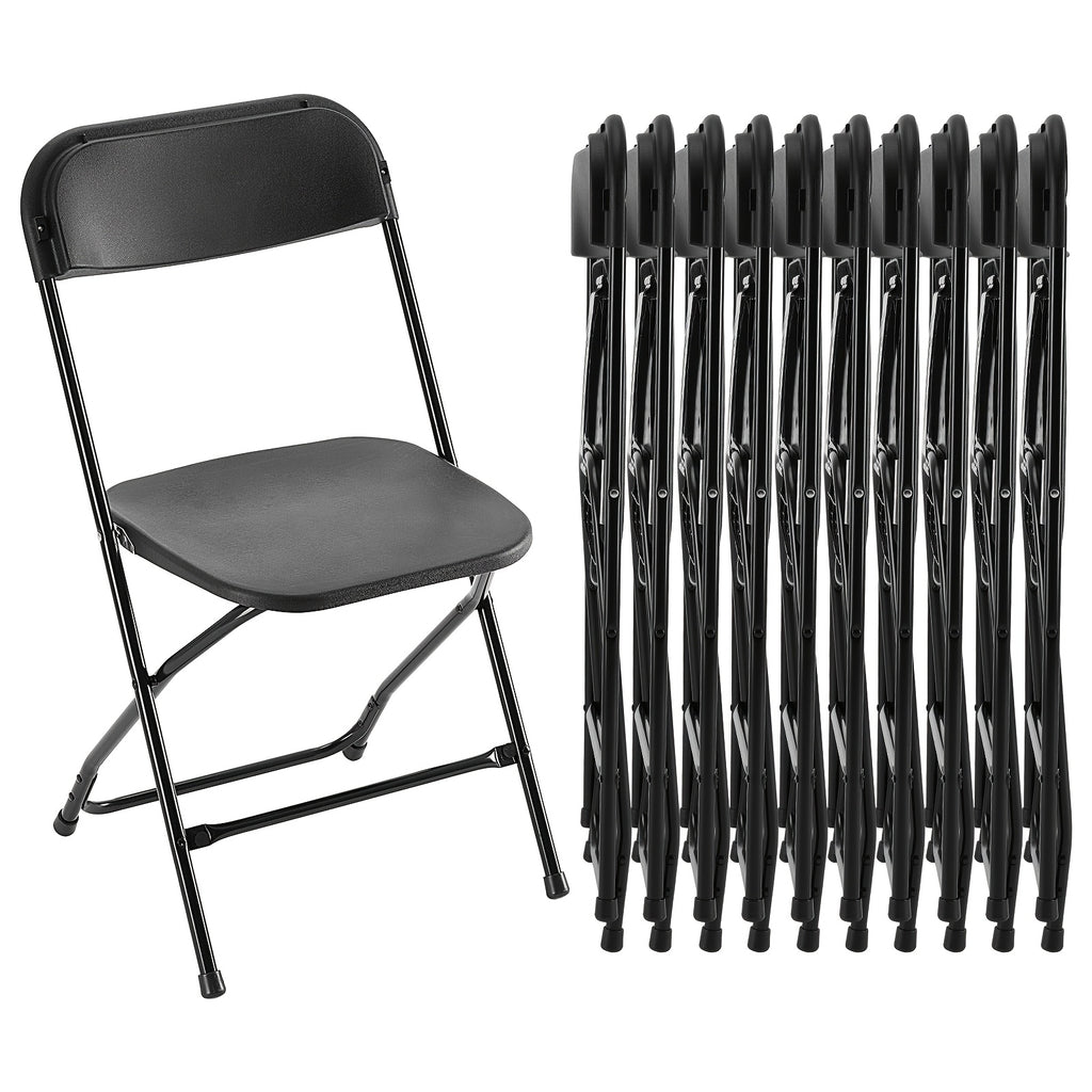 Heavy Duty 350lb Commercial Folding Chairs, Stackable Plastic Chair with Steel Frame, Weather Resistant Portable Indoor Outdoor Event Seating for Wedding Party Catering