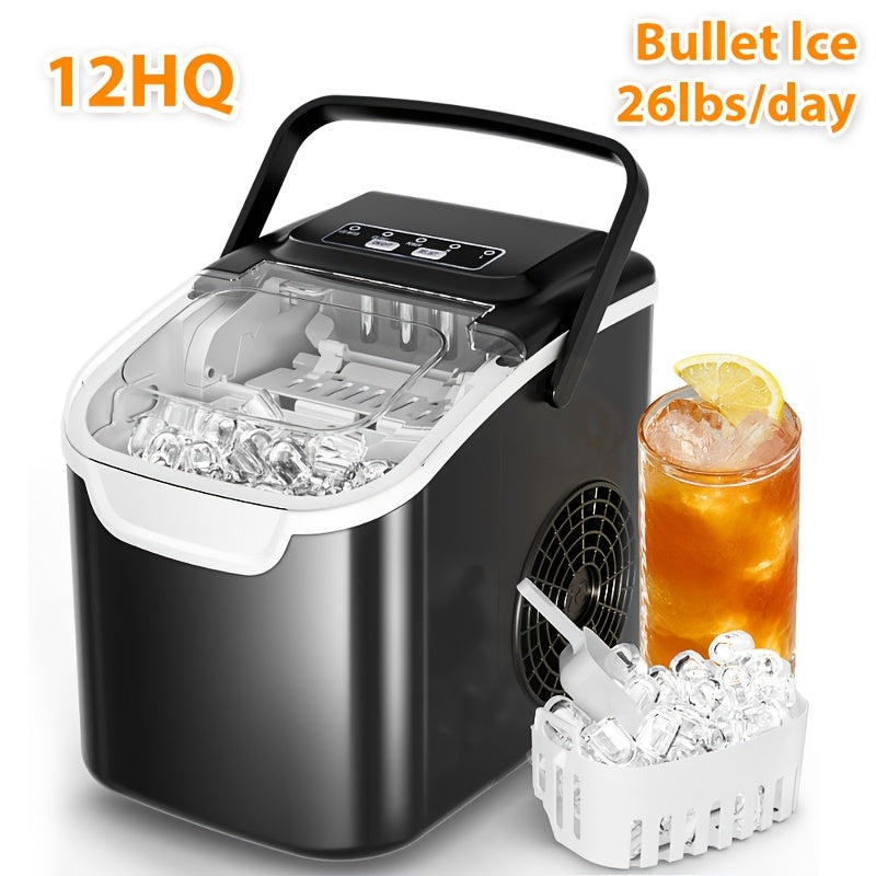 Ice Makers Countertop, Portable Ice Machine, Pebble Ice Machine with Chewable Pellet Ice, 26 Lbs/24 H, 33 Lbs/24 H,35 Lbs/24 H Self-Cleaning,One-Click Operation, for Kitchen, Office, Stainless Steel Black/Silvery