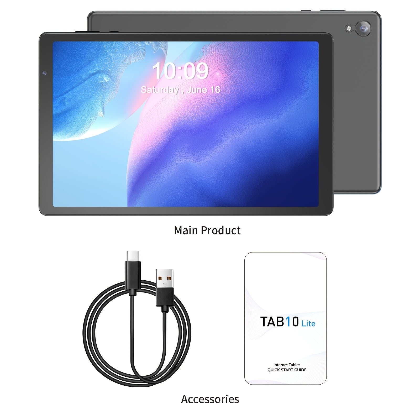 PRITOM 10.1 Inch Android 14 Tablet, 4GB RAM 32GB ROM Quad Core Tablet PC, 6000mAh Battery HD IPS Screen, WiFi Dual Camera Portable Pad