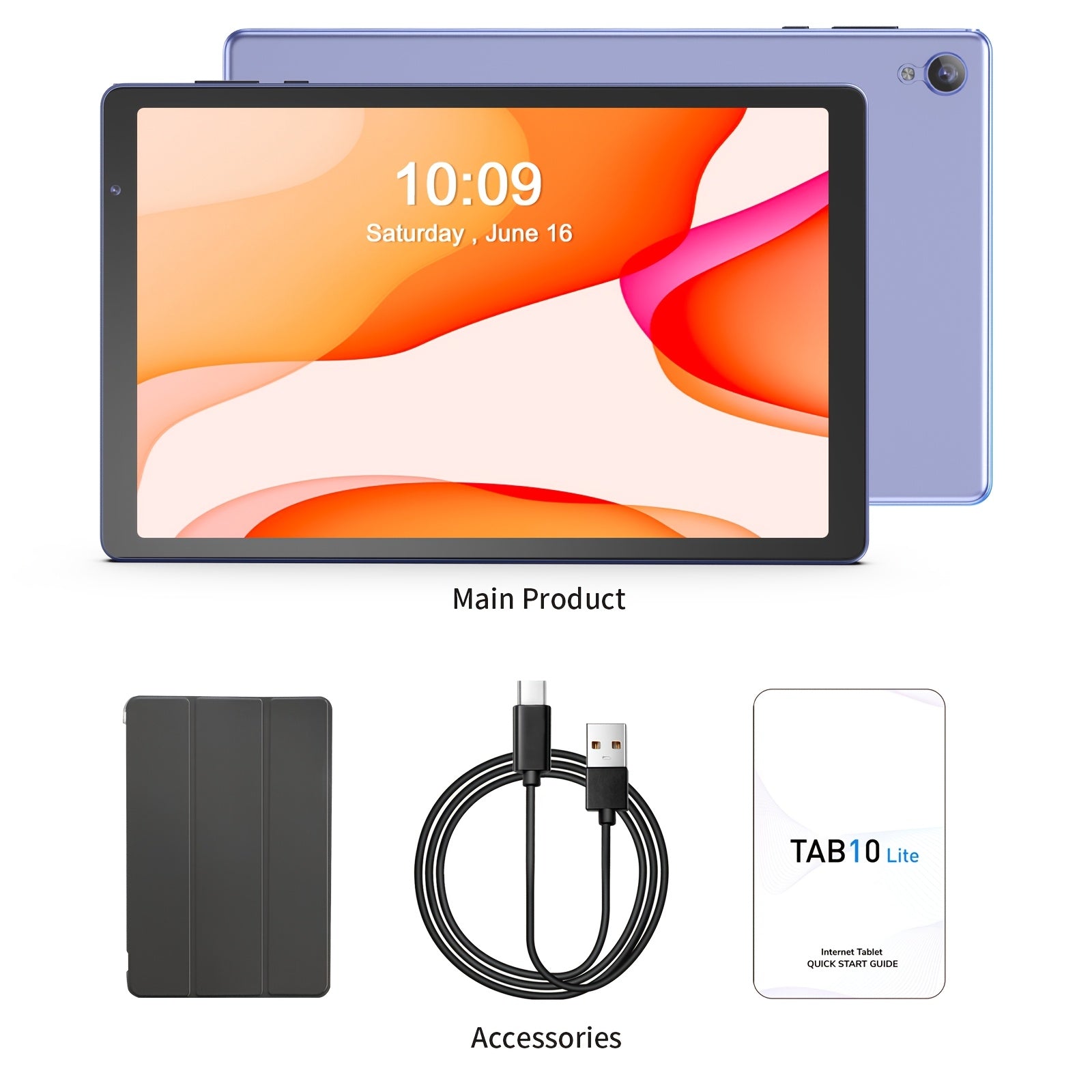 PRITOM 10.1 Inch Android 14 Tablet, 4GB RAM 32GB ROM Quad Core Tablet PC, 6000mAh Battery HD IPS Screen, WiFi Dual Camera Portable Pad