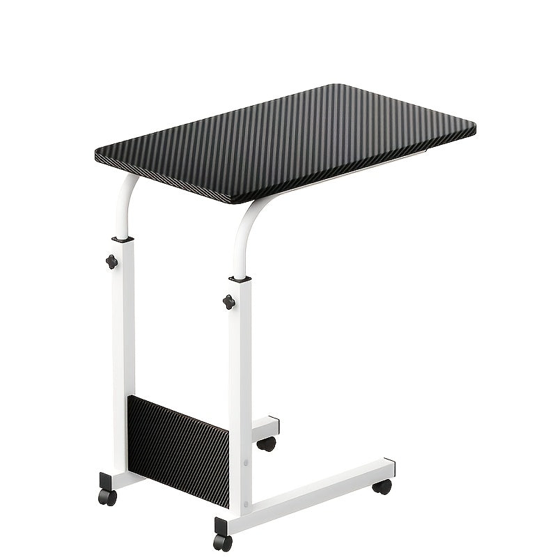 Height-Adjustable Mobile Laptop Table - 4-Wheel Rolling Study/Workstation Desk with Dual Shelves for Bedside/Dorm/Office Use, Sturdy Steel Frame & Modern Finish (Space-Saving Design)