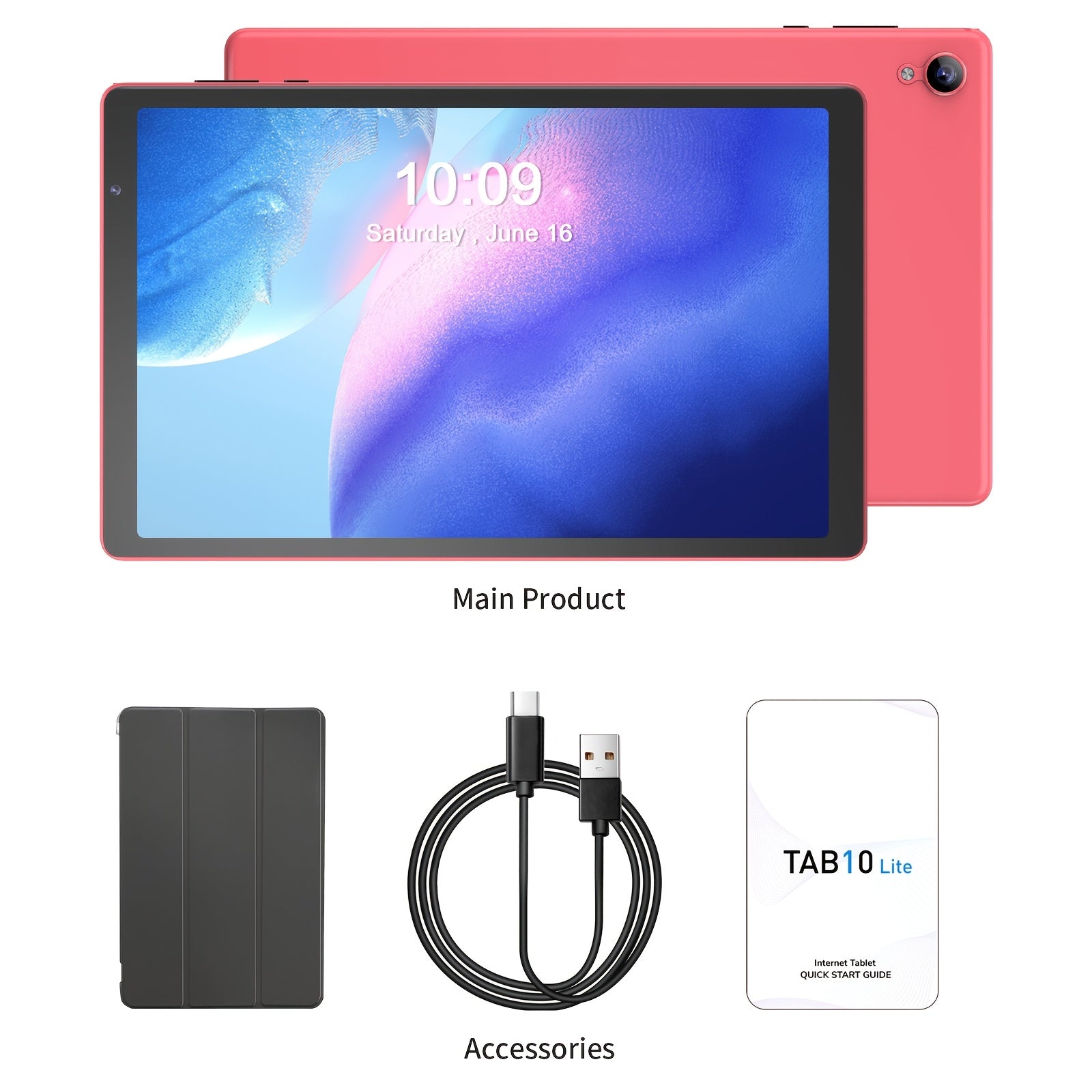 PRITOM 10.1 Inch Android 14 Tablet, 4GB RAM 32GB ROM Quad Core Tablet PC, 6000mAh Battery HD IPS Screen, WiFi Dual Camera Portable Pad
