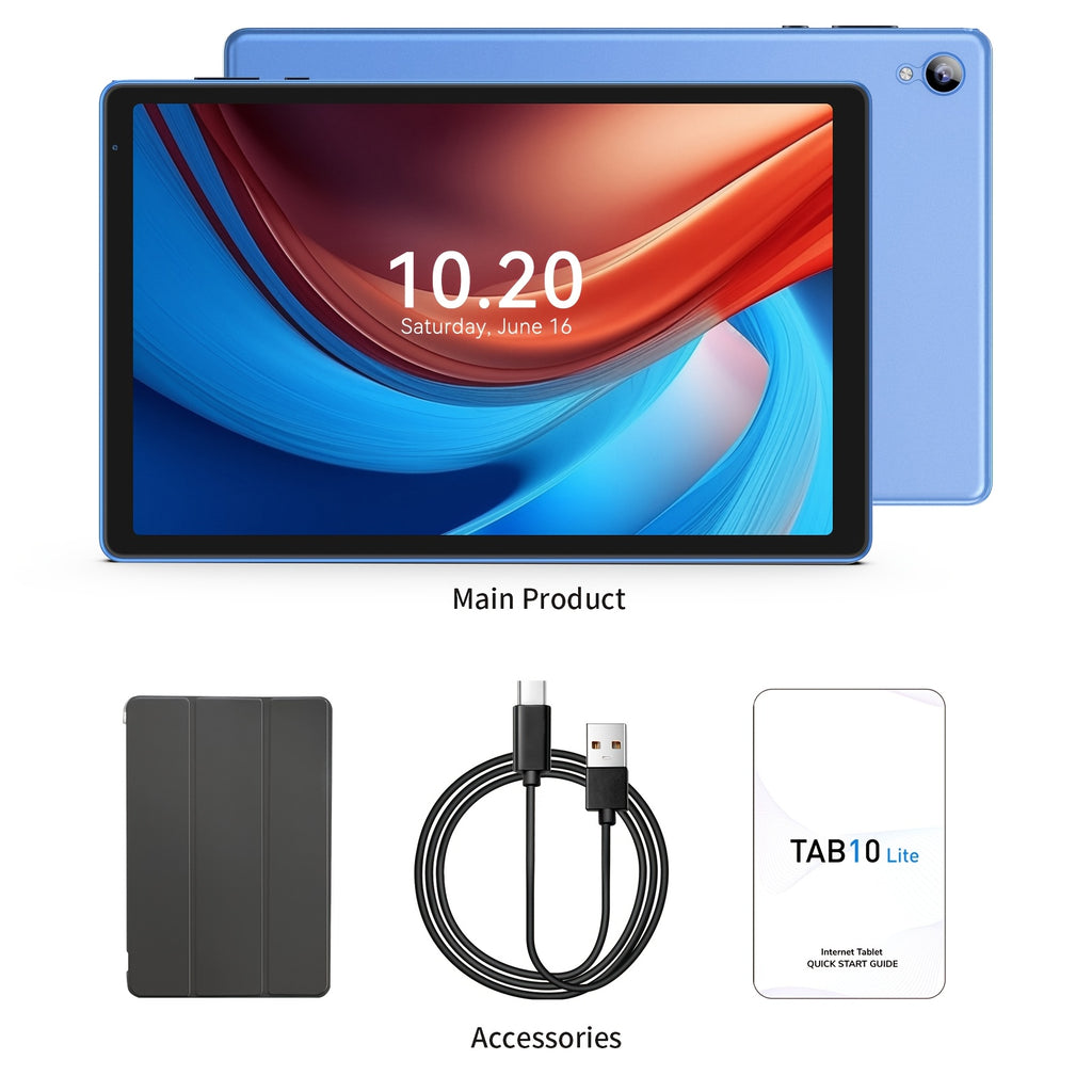 PRITOM 10.1 Inch Android 14 Tablet, 4GB RAM 32GB ROM Quad Core Tablet PC, 6000mAh Battery HD IPS Screen, WiFi Dual Camera Portable Pad