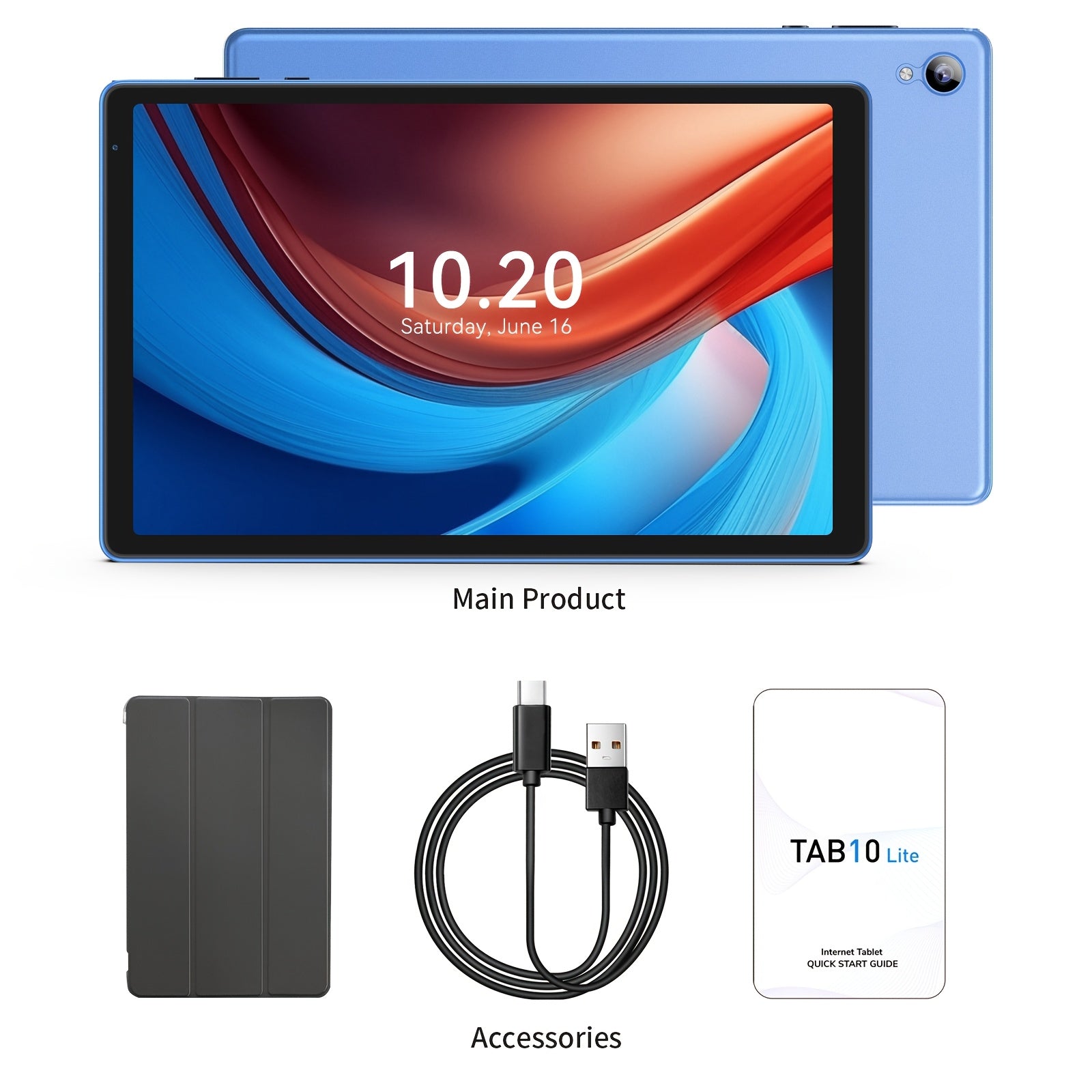 PRITOM 10.1 Inch Android 14 Tablet, 4GB RAM 32GB ROM Quad Core Tablet PC, 6000mAh Battery HD IPS Screen, WiFi Dual Camera Portable Pad