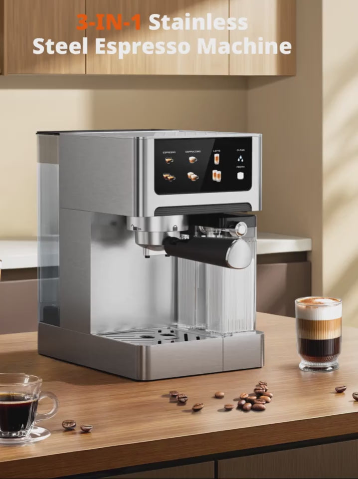 20 Bar Dual Boiler Espresso Machine | 3‑In‑1 Latte Cappuccino Maker with Auto Milk Frother & LED Touch Control